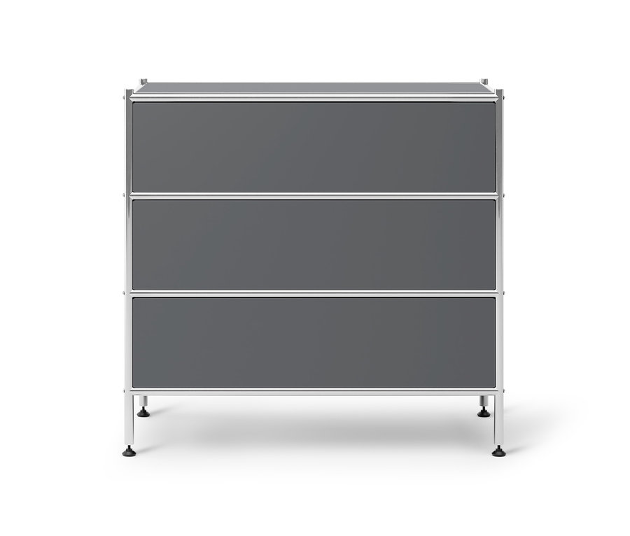 Graue Metallkommode »CN3« mit 3 Schubladen.