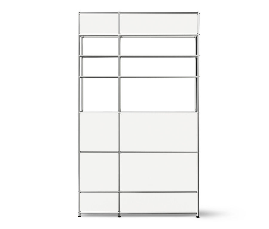 Weisse Kommode Metall »CN3« mit 2 Kleiderstangen und 4 Schubladen.