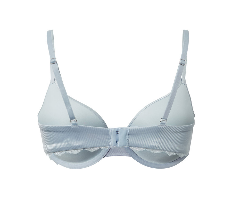 Hellblauer Schalen-BH von hinten gezeigt.