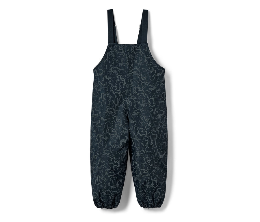 Dunkelblaue Kinder Thermo-Regenhose mit reflektierenden Elementen.