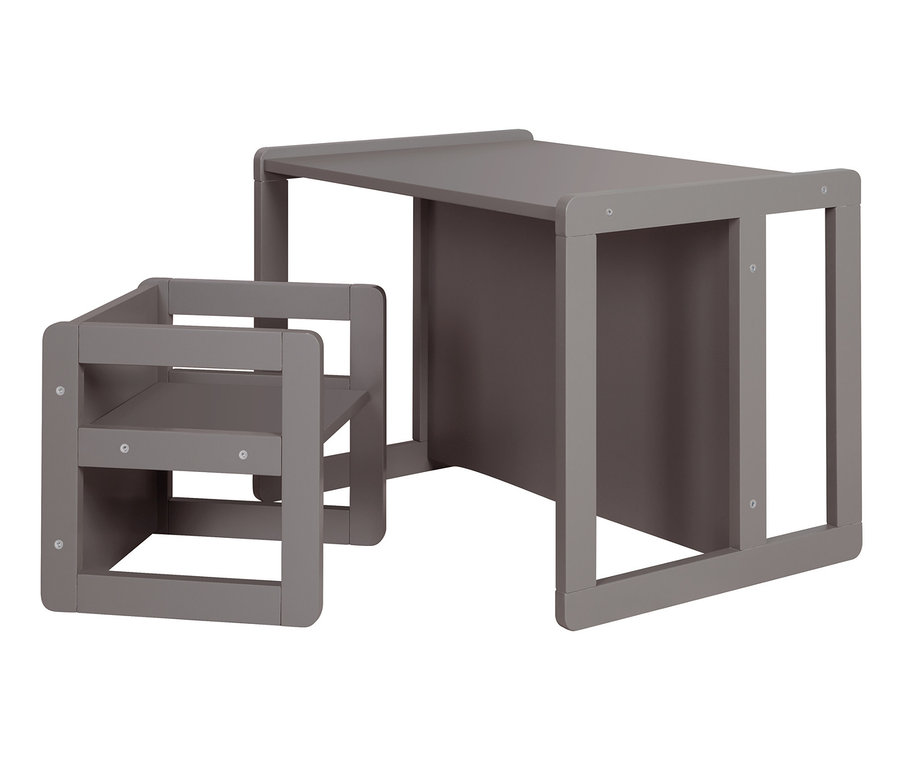 Anthrazitfarbene roba 3-in-1-Kindersitzgruppe mit Tisch und Stuhl.