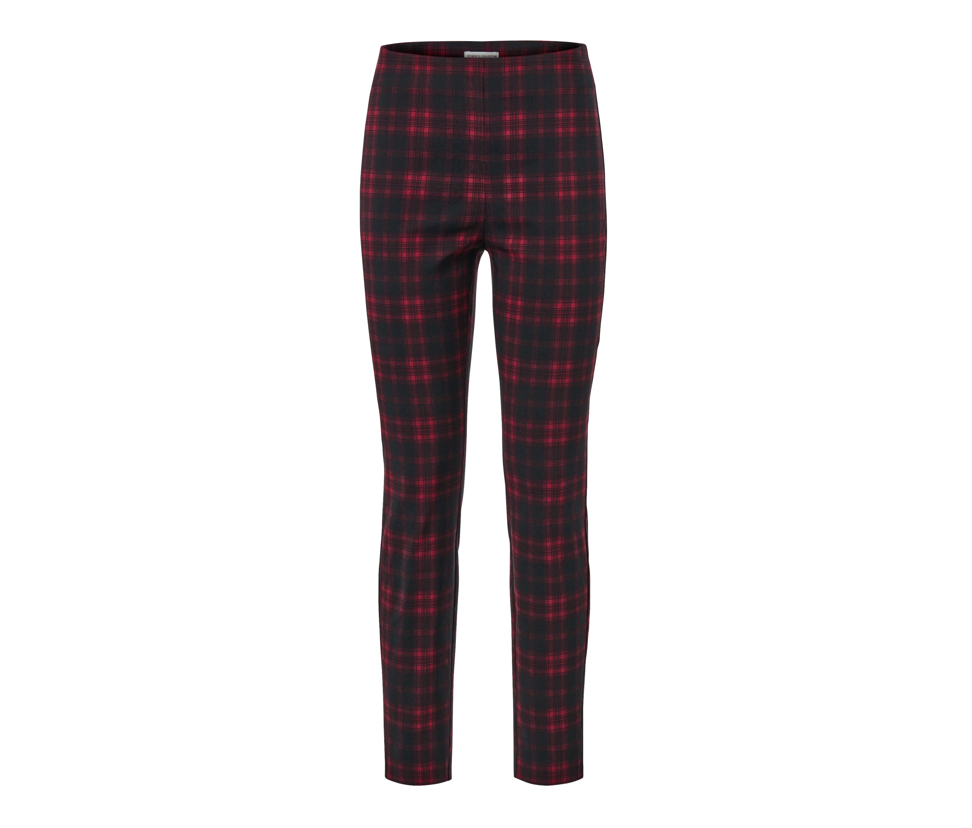 Tchibo - Karierte Stretchhose - Damen - Gr. 50 - dunkelrot/kariert