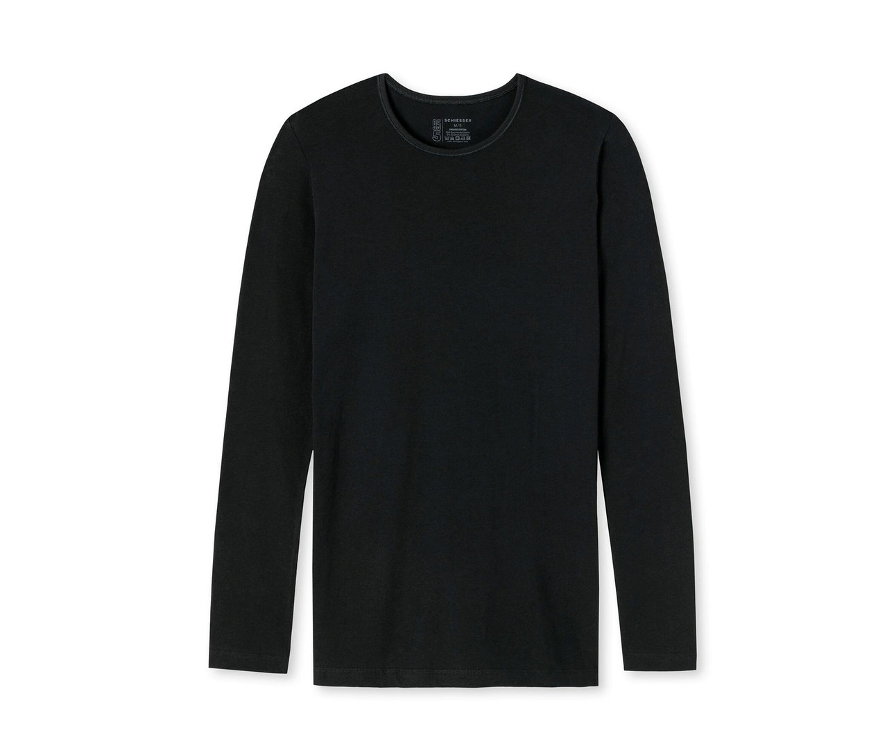 Schwarzes SCHIESSER Langarmshirt mit Bio-Baumwolle.