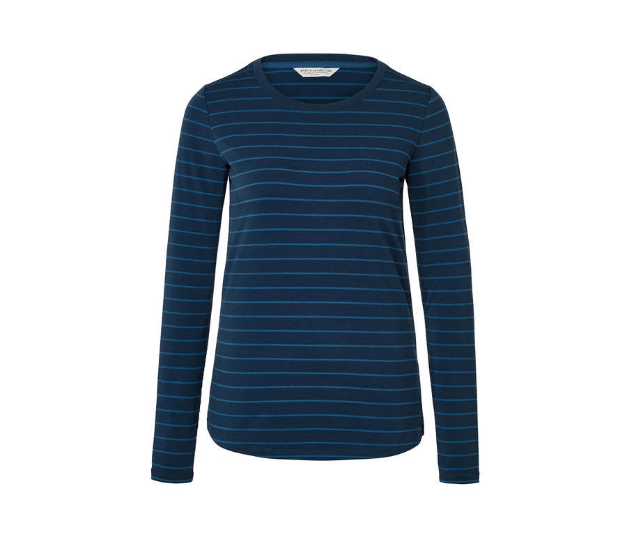 Gestreiftes Langarm-Sportshirt.