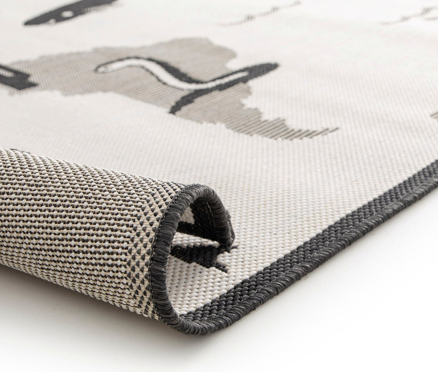 Detailansicht des Kinderteppichs LINIA Weltkarte, ca. 133 x 190 cm.