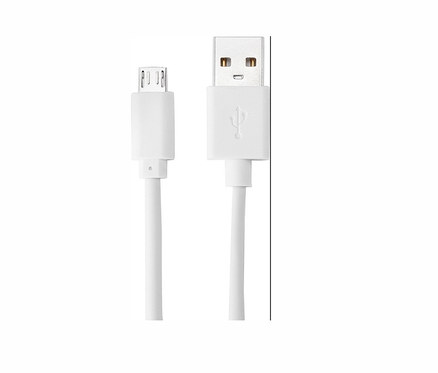 Ein weißes USB-Kabel mit Anschlüssen an beiden Enden.