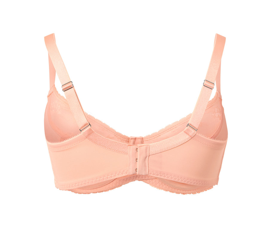 Detailansicht von Bügel-BH mit Spitze in Apricot von hinten.