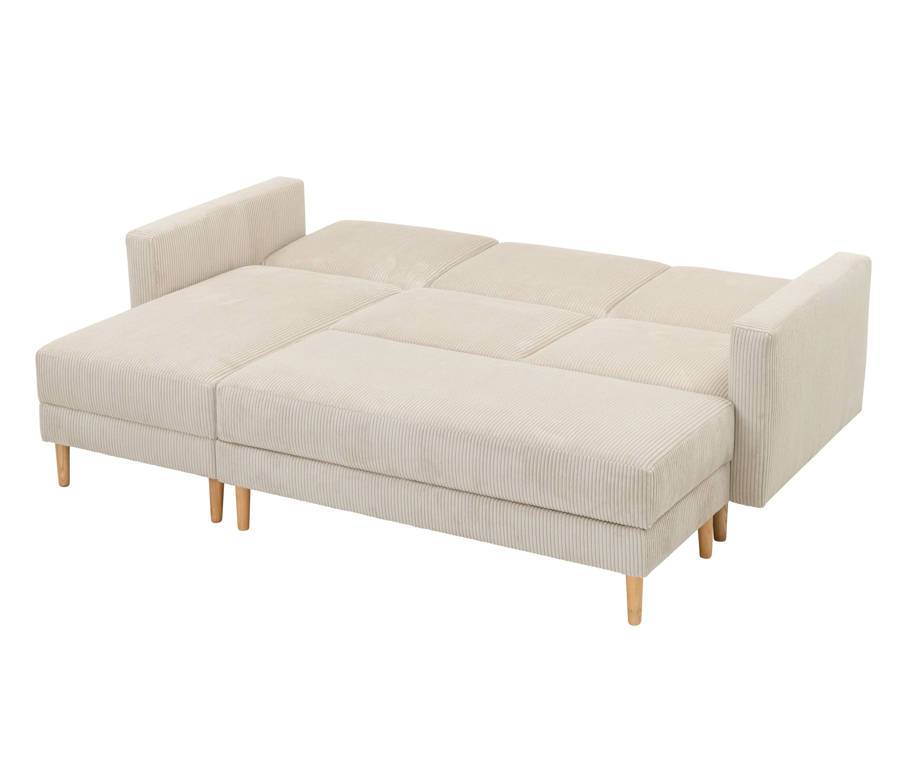 Thumbnail - Tchibo - Federkern Eck-Schlafsofa »Jenna« - 223x152x93cm - creme - Polyester / Buchenholz / Holz