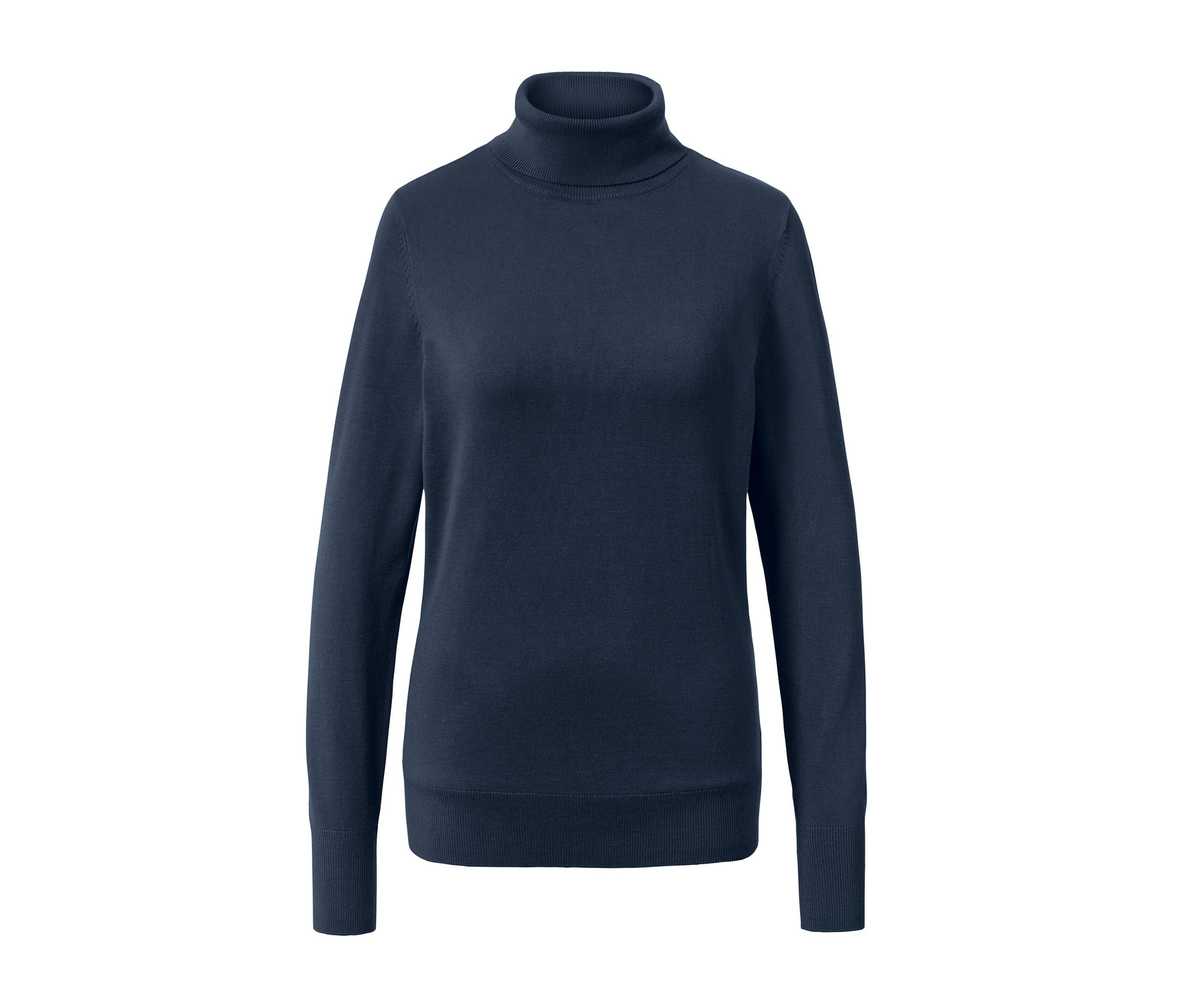 Feinstrick-Rollkragenpullover - Damen - Gr. M - dunkelblau - dunkelblau