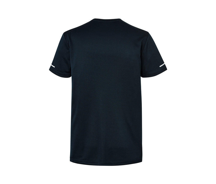 Marineblaues Funktionsshirt mit kurzen Ärmeln.