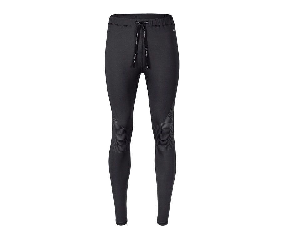 Schwarze Power-Lauftight auf weißem Hintergrund.