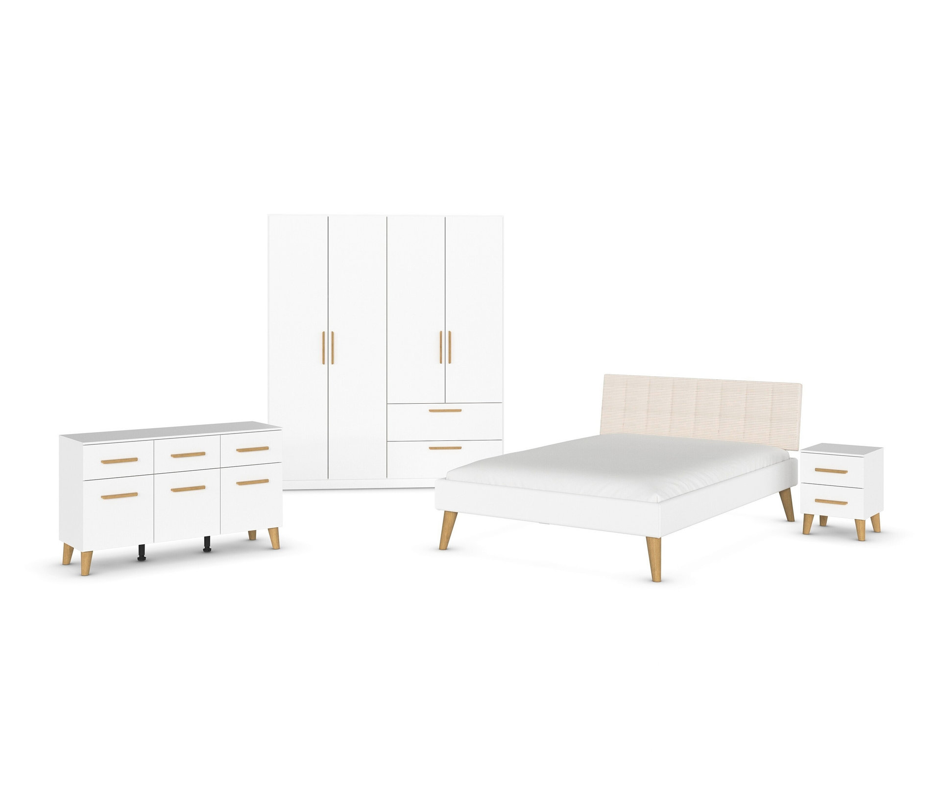 rauch Schlafzimmer-Set »Skandi« mit Bett - 181x54x210cm - - Holzwerkstoffe