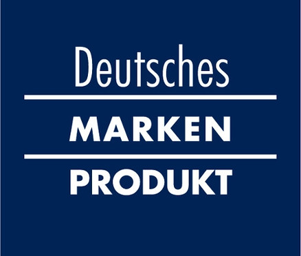 Blauer Hintergrund mit dem weißen Text "Deutsches MARKEN PRODUKT".