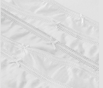 Detailansicht von 5 weißen Slips.