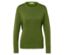 Grüner Langarmpullover mit Knöpfen an den Manschetten.