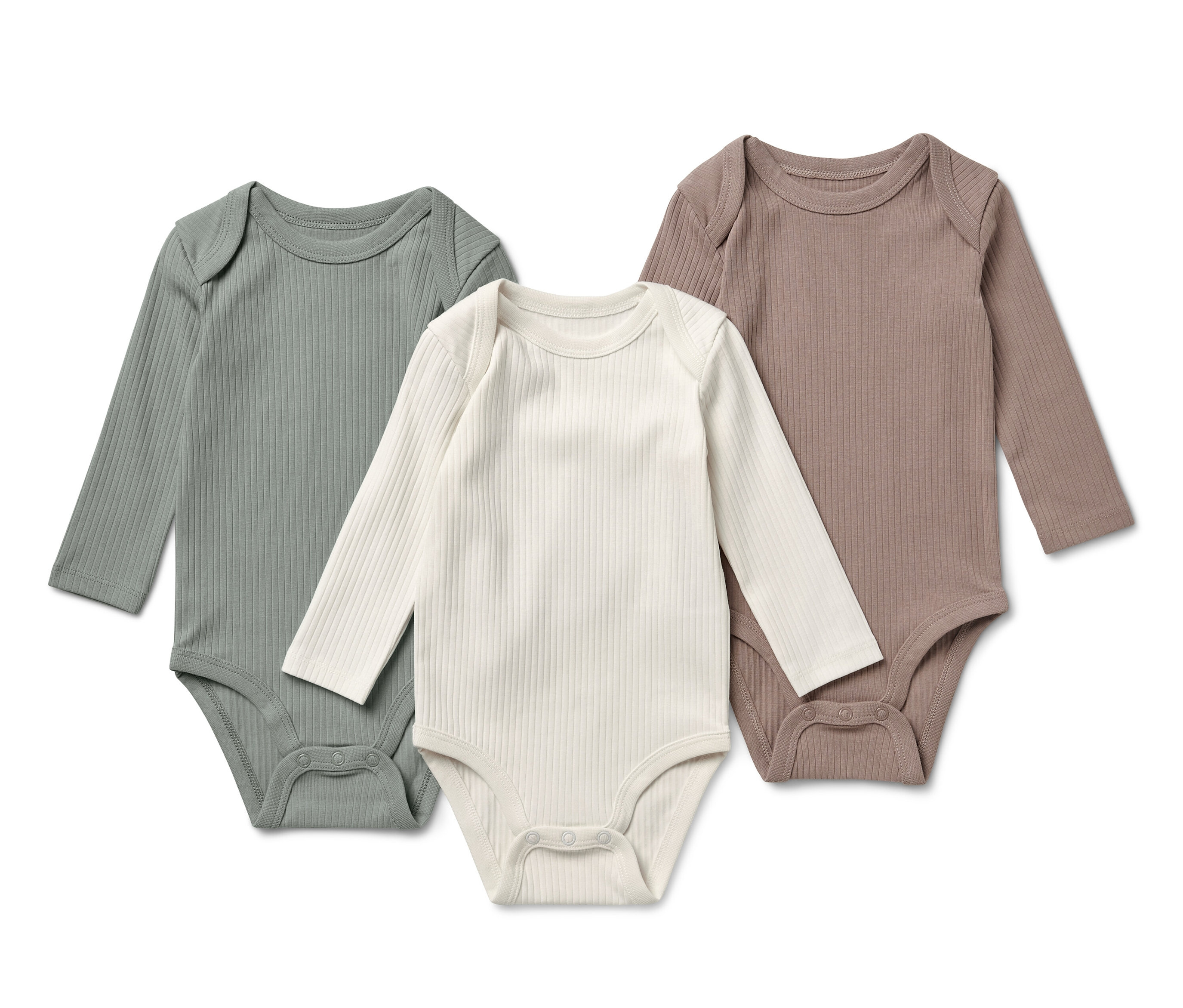 Tchibo - 3 Baby-Ripp-Langarmbodys - Baby - Gr. 86/92 - hellbraun