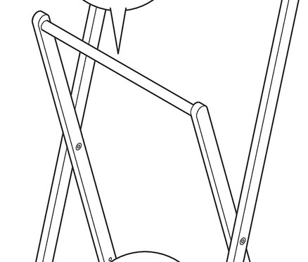 Illustration eines klappbaren Massivholz-Kleiderständers mit einer maximalen Tragfähigkeit von 5 kg an der oberen Stange und 10 kg am unteren Regal.