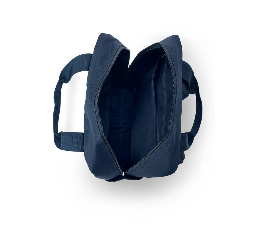 Geöffneter blauer Sicherheits-Rucksack.