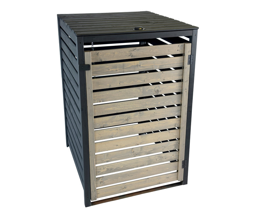 Anthrazitfarbene Mülltonnenverkleidung, 240 l.