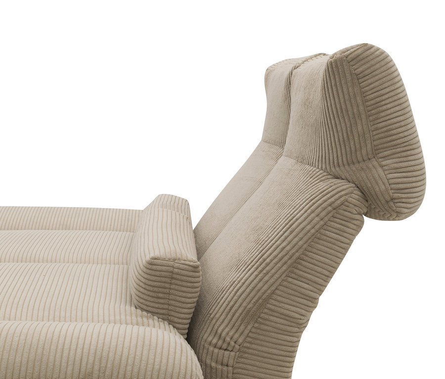 Detailansicht des beigen DOMO 2-Sitzer-Sofas »FuAR« mit Drehfunktion.