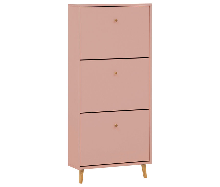 Aprikosenfarbener Schuhschrank »Bjarne« mit 3 Klappen.