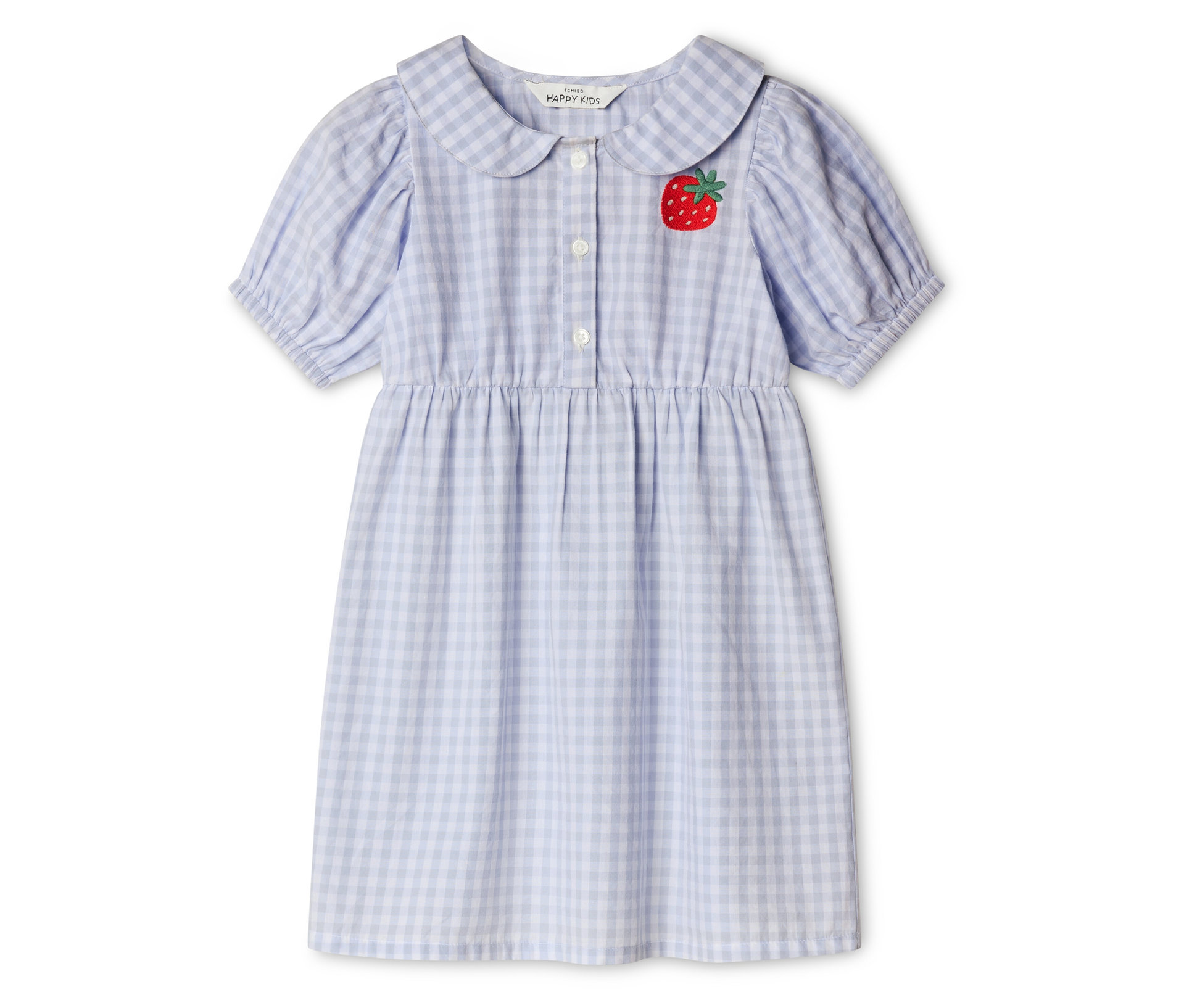 Tchibo - Kinder-Webkleid mit Bubi-Kragen - Gr. 86/92 - creme/kariert