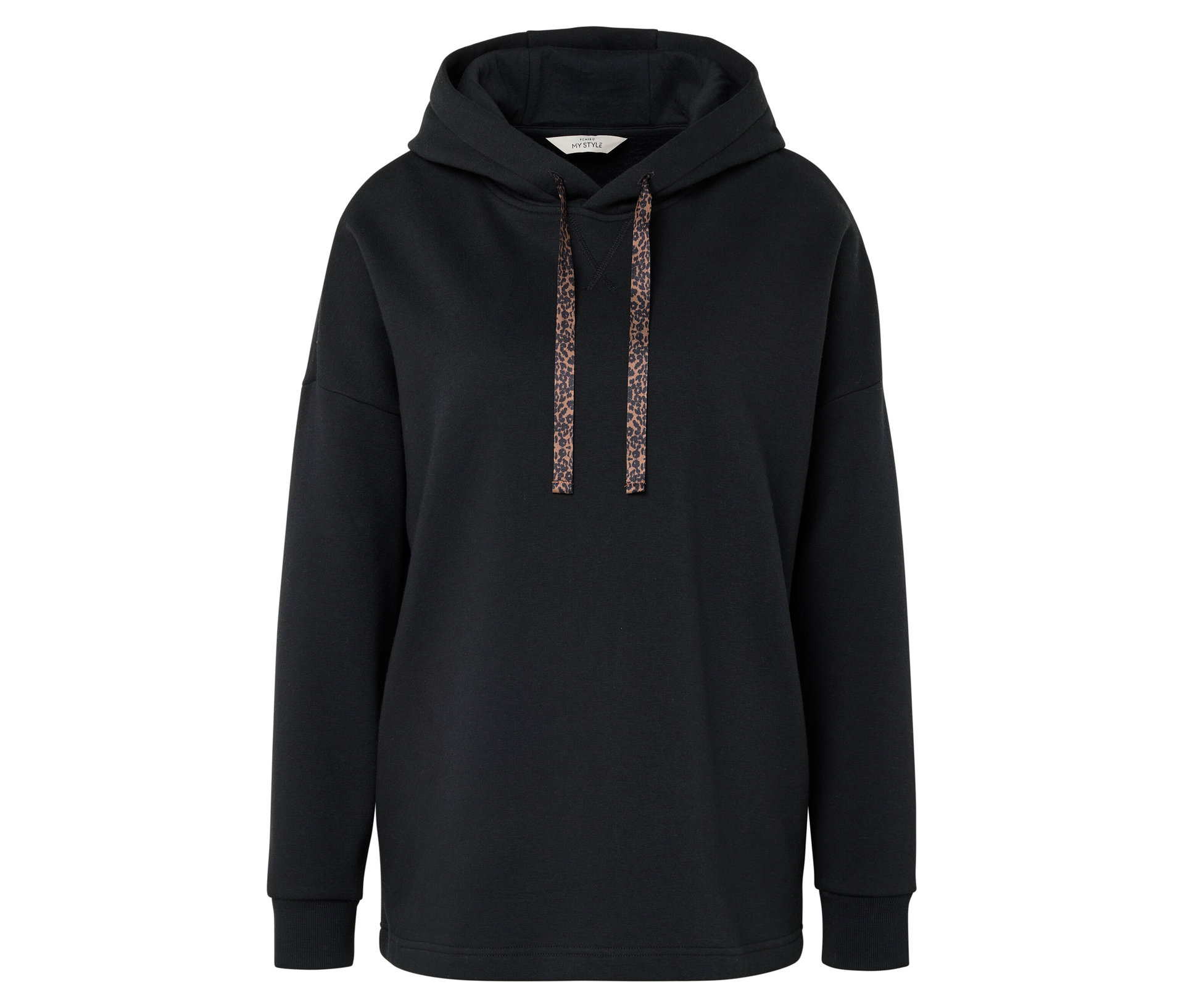 Langes Kapuzensweatshirt - Damen - Gr. M - schwarz - schwarz