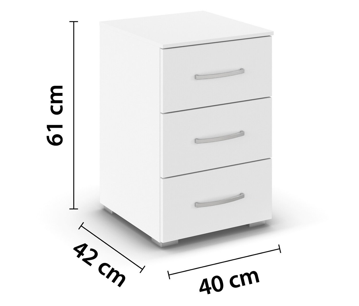 Thumbnail - rauch Nachttisch »Aditio-Box« mit 3 Schubladen - 40x42x61cm - weiß - Holz