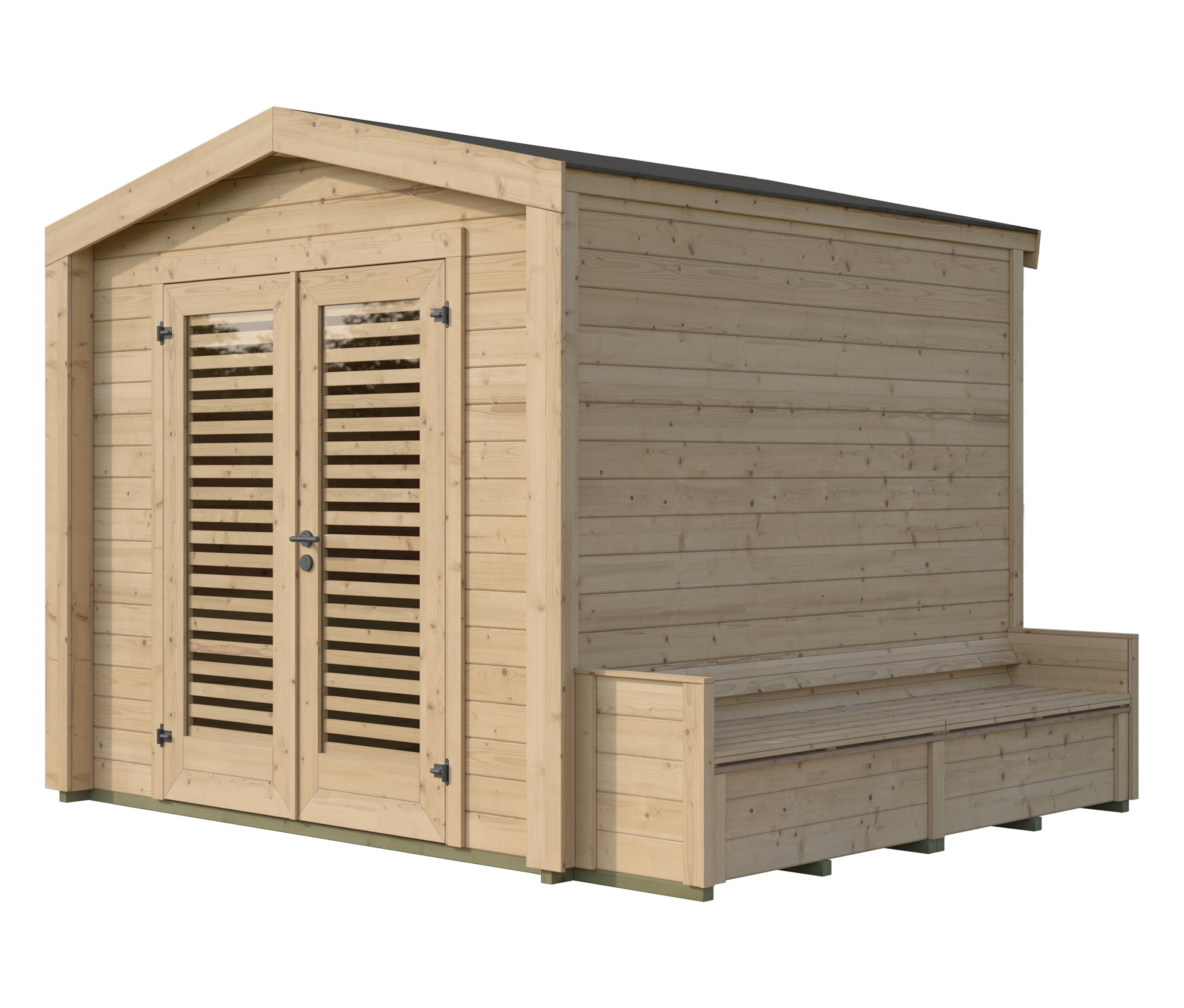 Weka Gartenhaus mit Sitzbank - 307x263x241cm - anthrazit - - Holz