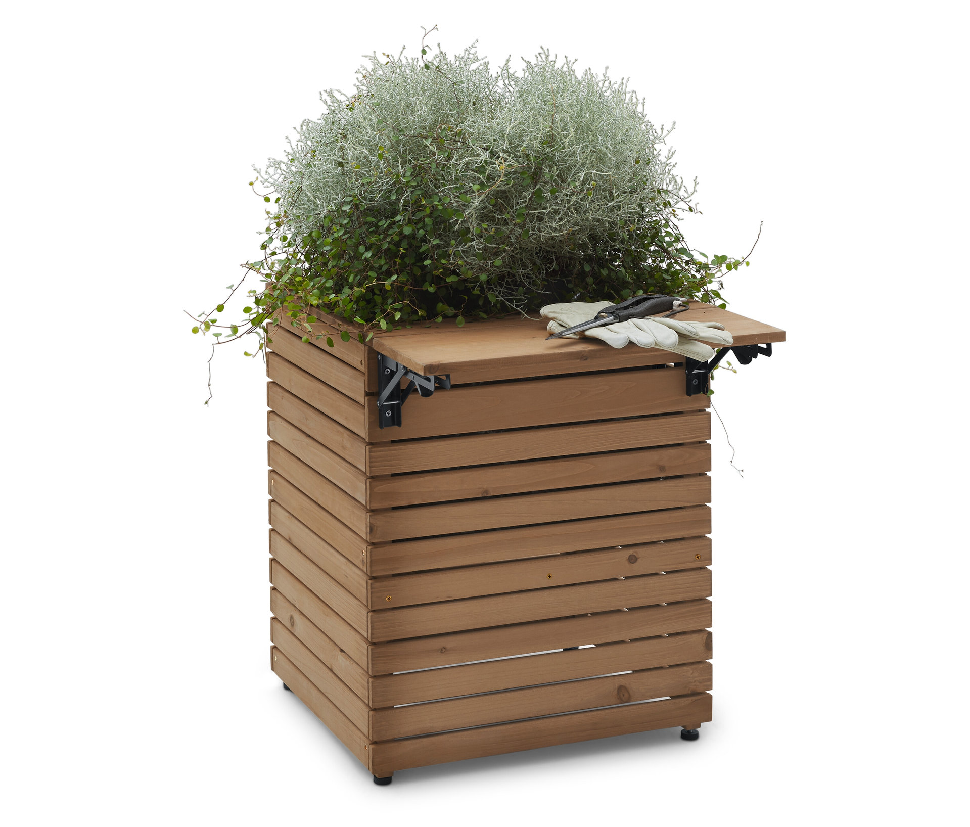 Tchibo - Pflanzkasten mit Ausklapptisch »Tinus« - 50x66x60cm - silber -