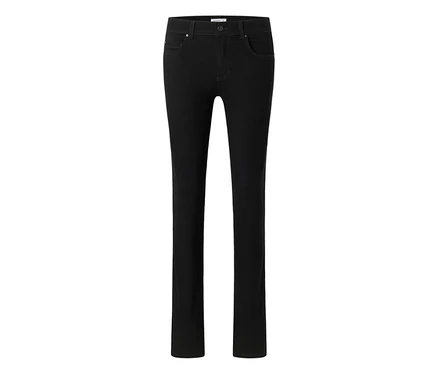 Schwarze Hose im Five-Pocket-Stil mit geradem Bein.