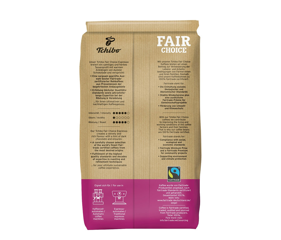 Eine Packung Fair Choice Espresso von Tchibo.