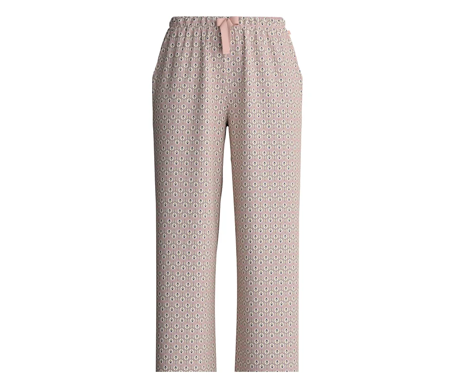 Nahaufnahme der Calida »Favorites Arts« Hose mit rosa Schleife und Muster.