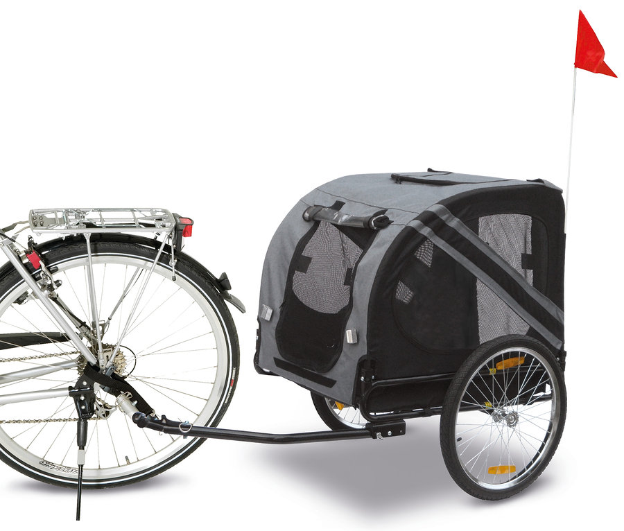 Fahrrad mit Karlie-Doggy-Liner Anhänger.