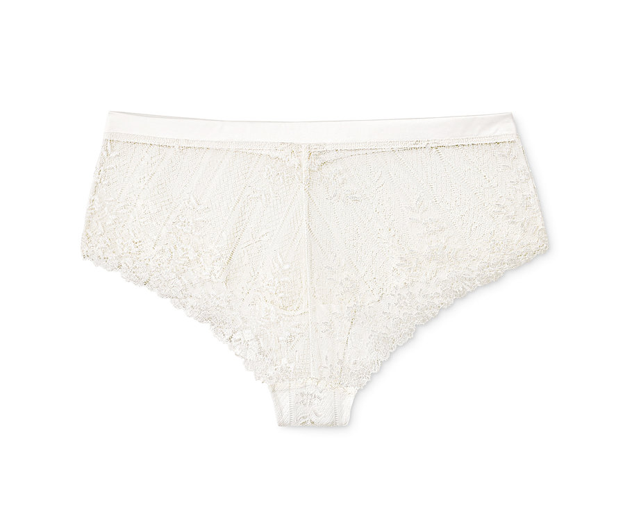 Cremeweiße Spitzen-Panty.
