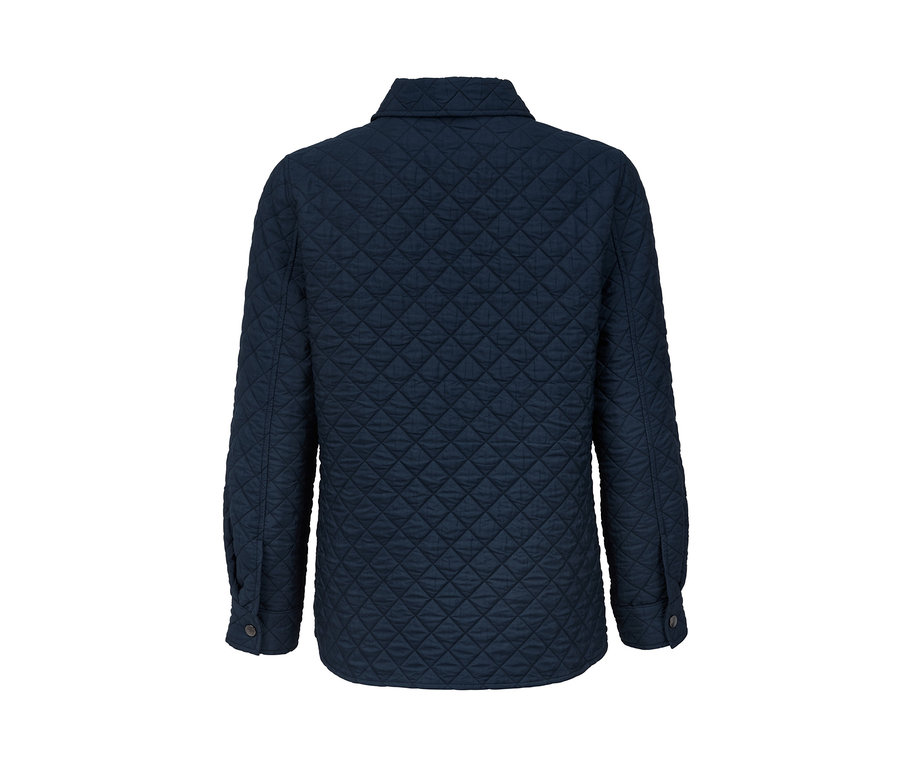 Detailansicht der Rückseite eines gesteppten Overshirts.