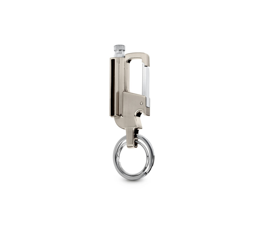 Metall Camping-Feuerstarter mit Karabiner und Schlüsselring.