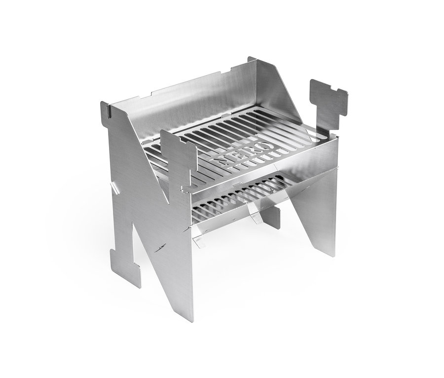 Nero® Green BBQ-Box aus Edelstahl vor weißem Hintergrund.
