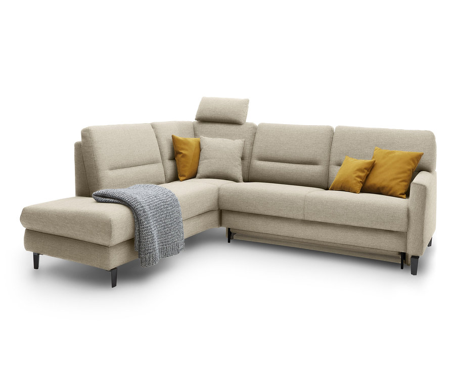 Ecksofa »Messina« von ADA AUSTRIA premium, inkl. Schlaffunktion und Stauraum, sandbraun, links.