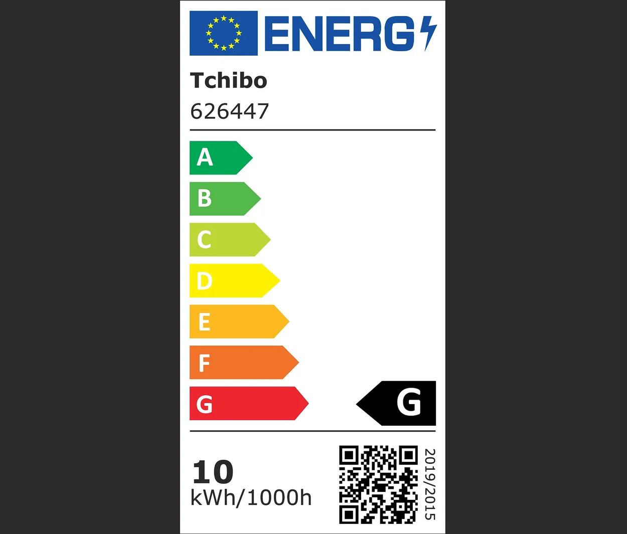 Energielabel mit den Energieeffizienzklassen A bis G.