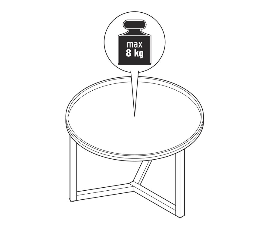 Illustration eines runden Couchtischs.