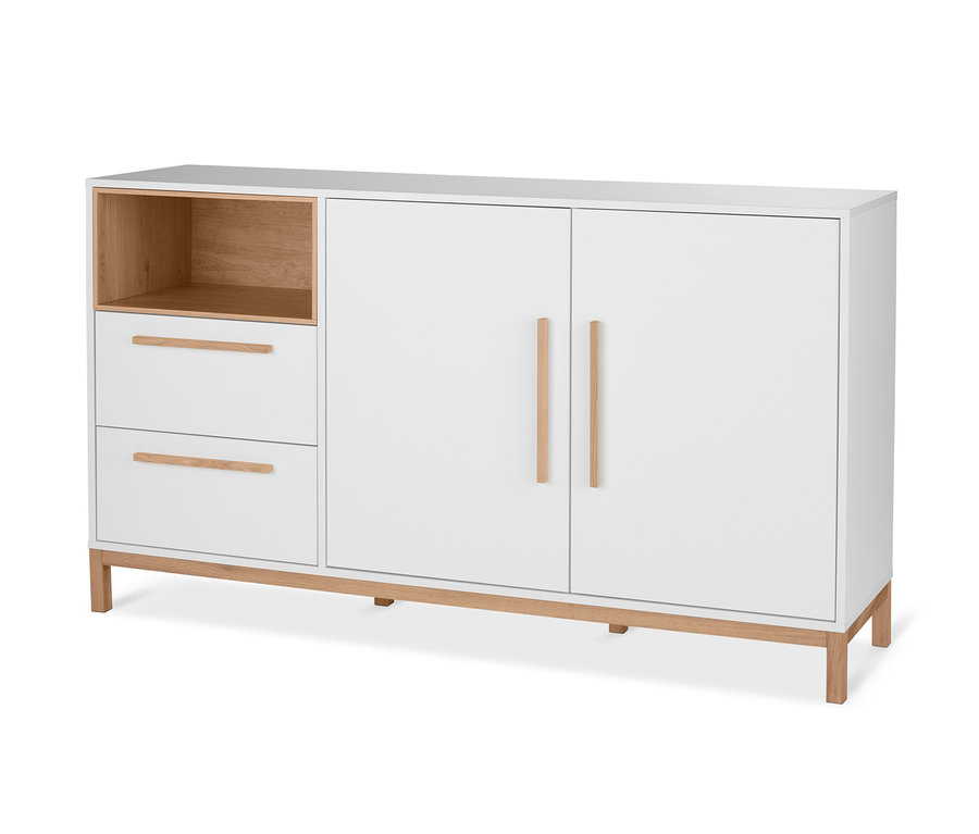 Weißes Sideboard »Eklund« mit Schubladen und Tür.
