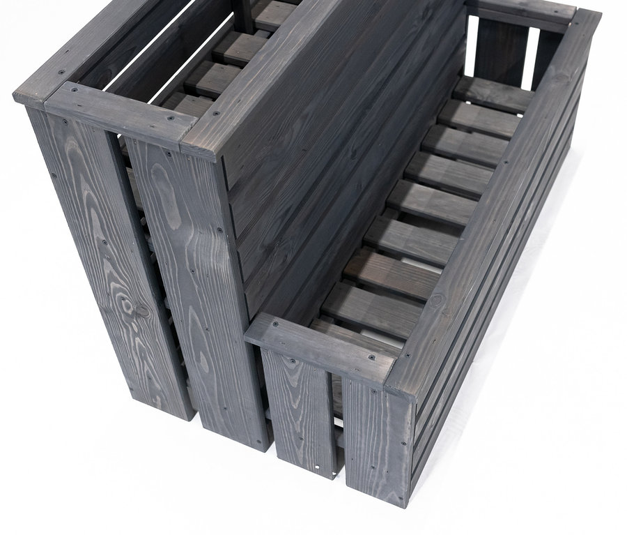 Detailaufnahme von oben eines 2-Stufen-Hochbeets, ca. 100 x 72 x 56 cm.