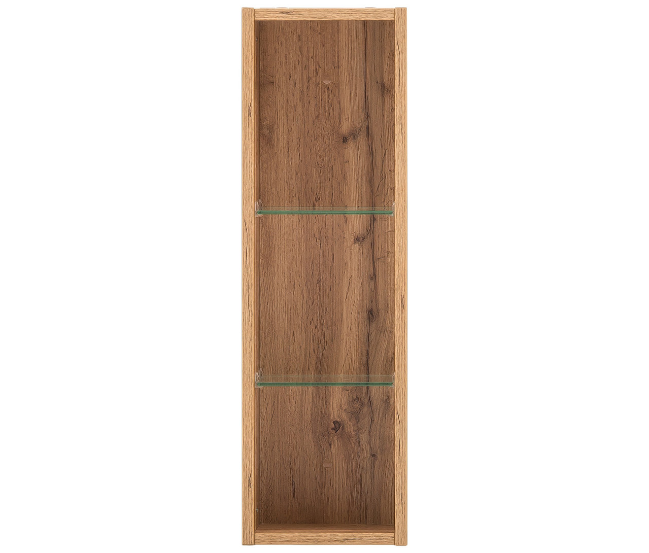 Leeres Holzregal mit zwei Glasböden. Regal »DUO«.