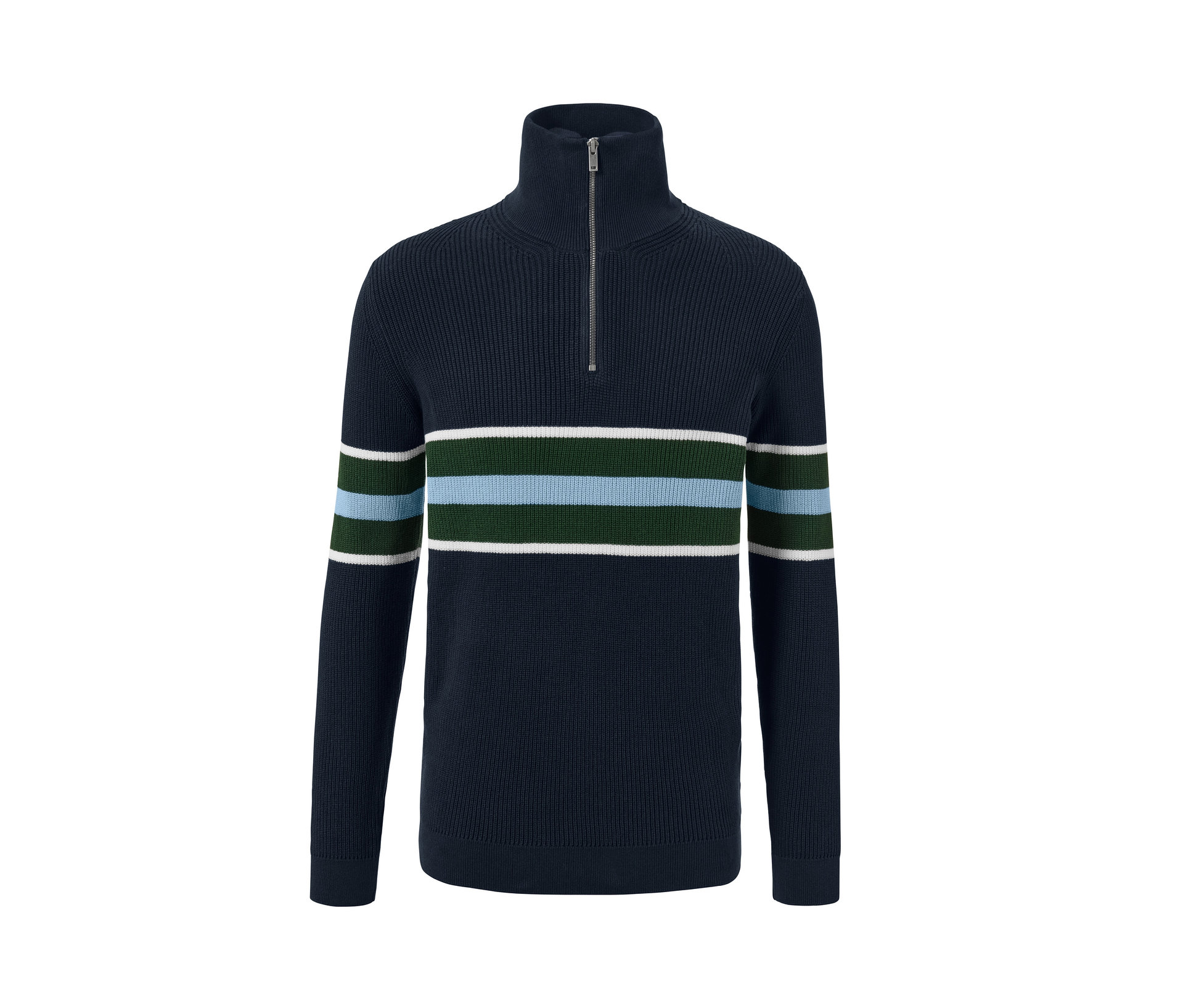 Troyer-Pullover - Herren - Gr. S - hellblau/gestreift - hellblau