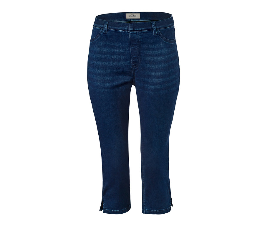 Eine dunkelblaue 3/4-Jeggings.