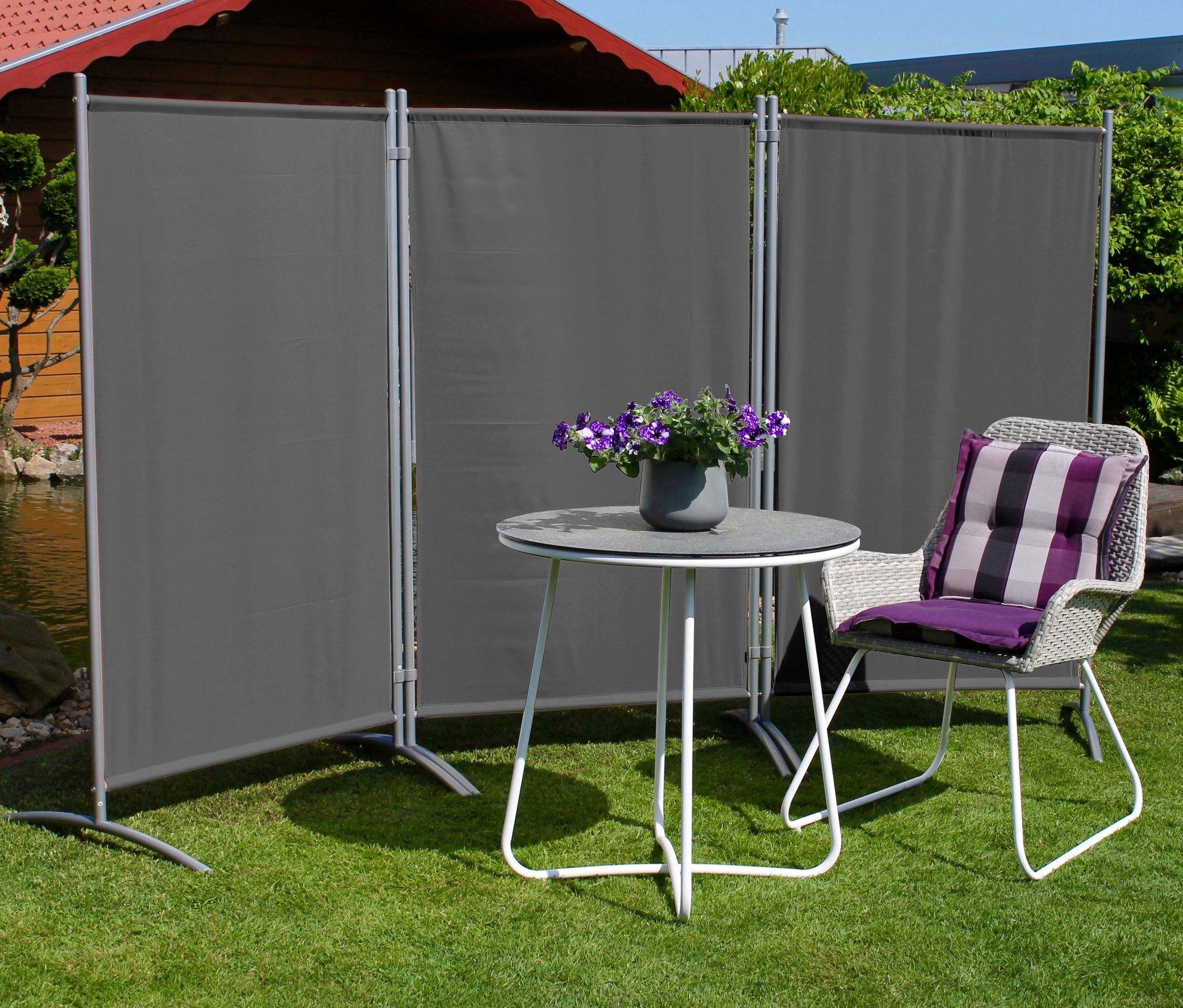 Thumbnail - Leco Stellwand - 260x60x156cm - anthrazit - Polyester / Stahl / Kunststoff