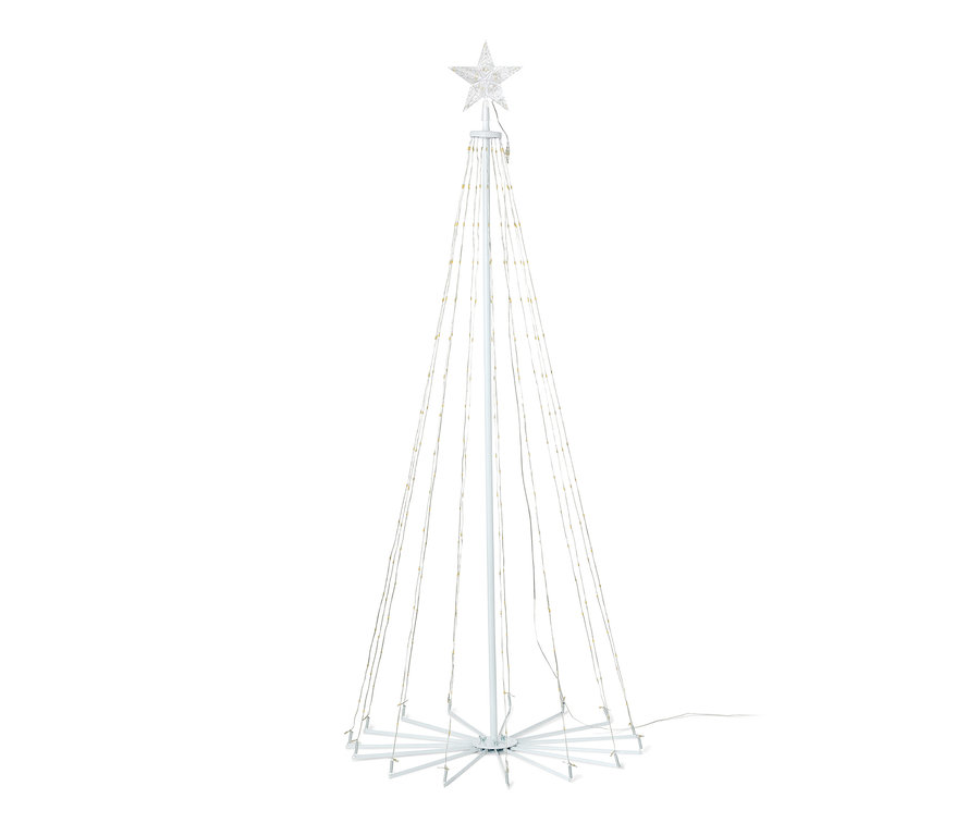 Ein faltbarer LED-Baum mit einem Stern an der Spitze.