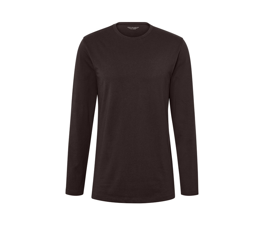 Detailaufnahme eines braunen Langarmshirts (2er-Pack).