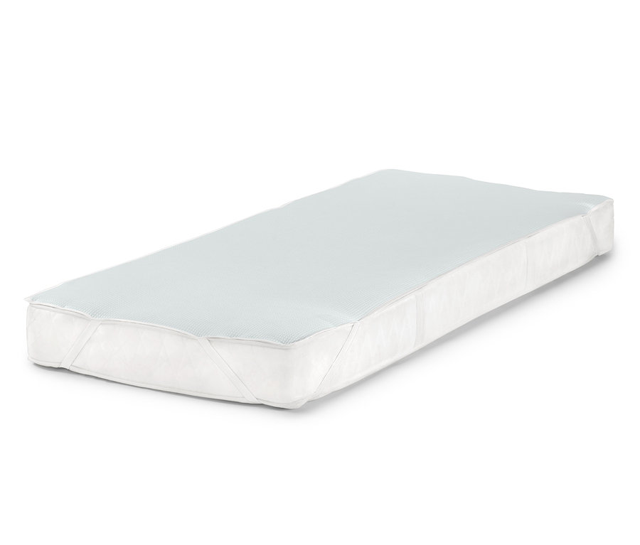 Eine Matratzenspannauflage ist auf einer Matratze angebracht.